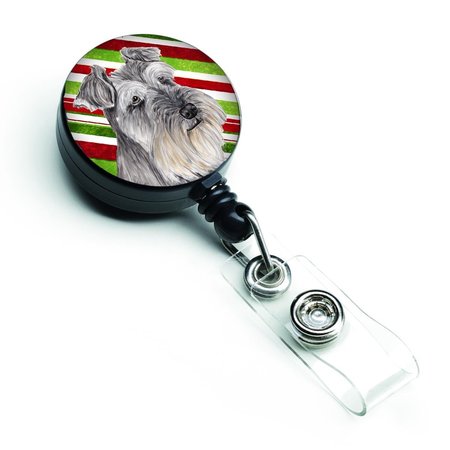 TEACHERS AID Schnauzer Candy Cane Holiday Christmas Retractable Badge Reel TE54509